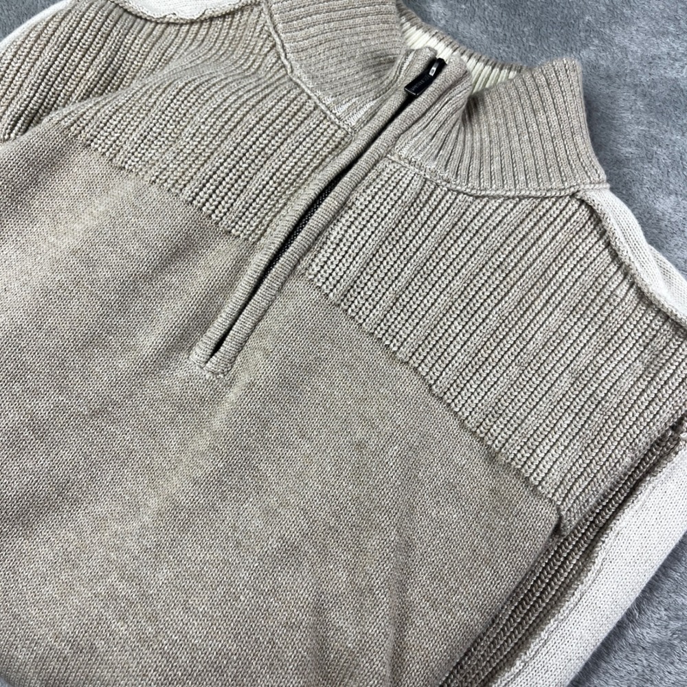 Trend by F/X Fusion Mens XXL Tan Cream‎ Quarter Zip Sweater Modern Fit Pullover
